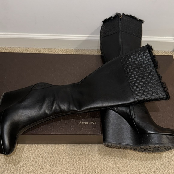 GUCCI TALL WEDGE BOOTS w/ Iconic GGs - Picture 8 of 9